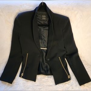 Zara, Blazer Black, single-button front, front pockets w/zippers, size M